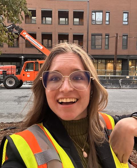 Alexandra Beekley at the VUE/boulder site on Walnut Street